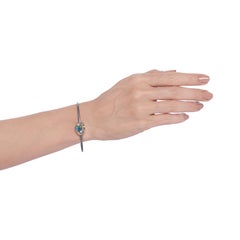 Contemporary Opal Bangle Bracelet Oxidized Sterling Silver 22 Karat Yellow Gold
