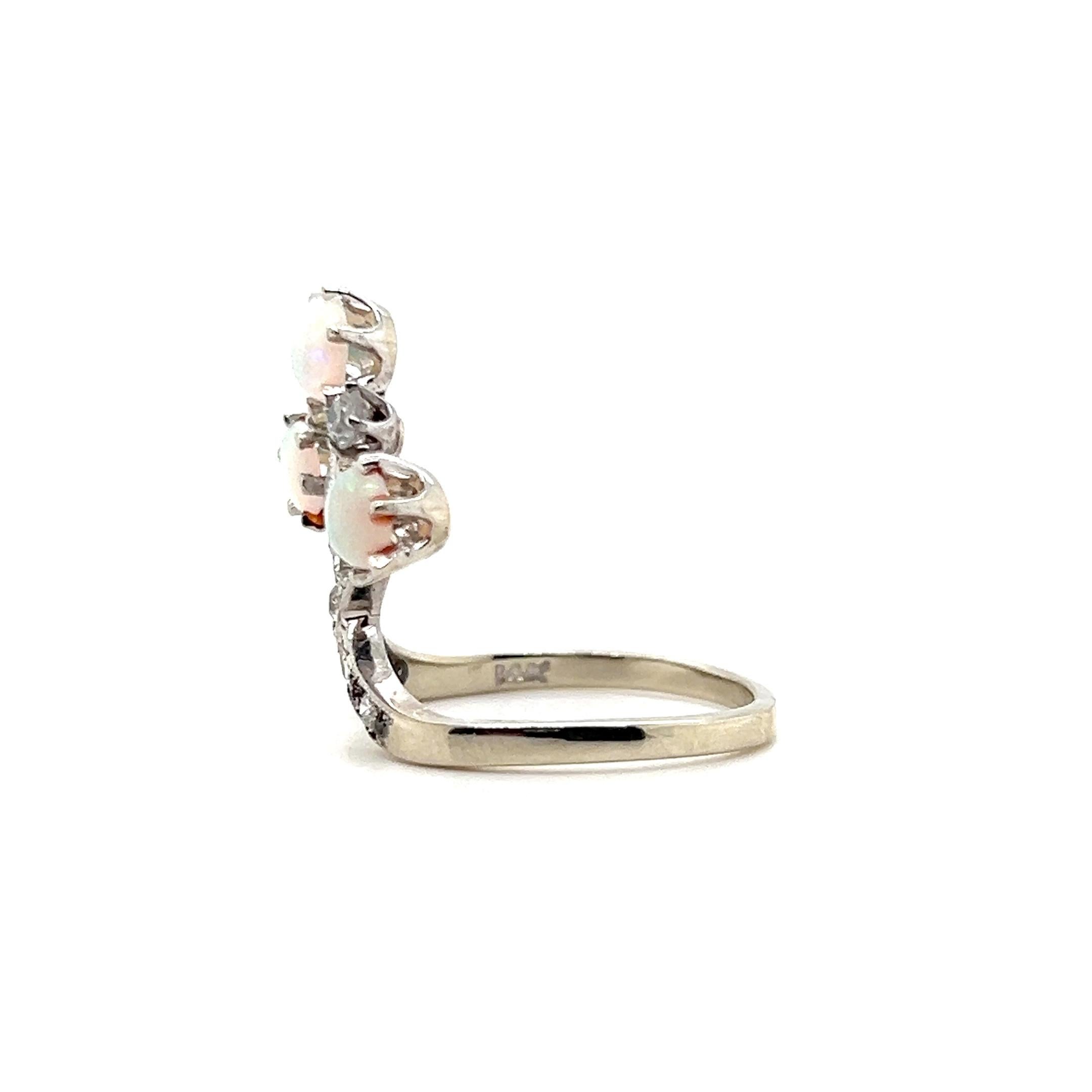 Zeitgenössischer Opal & Diamant 14k Weißgold himmlischer Statement-Ring im Angebot 5