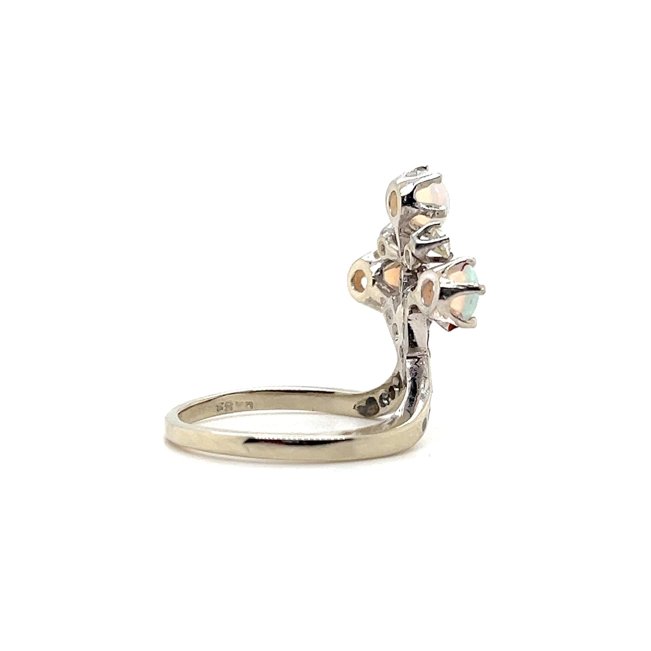 Zeitgenössischer Opal & Diamant 14k Weißgold himmlischer Statement-Ring im Angebot 4