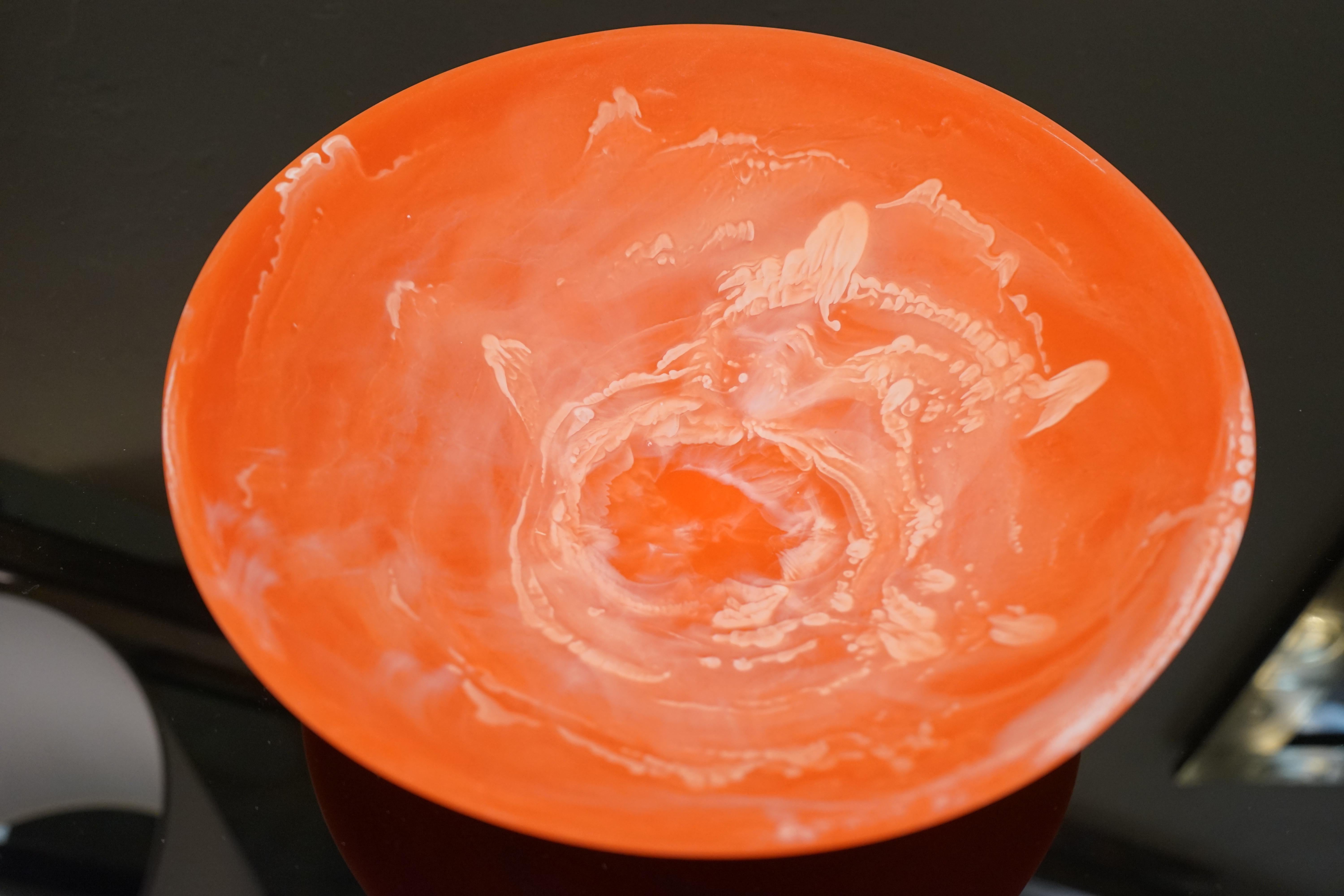 North American Contemporary Orange and White Resin Salad Bowl Serving Set