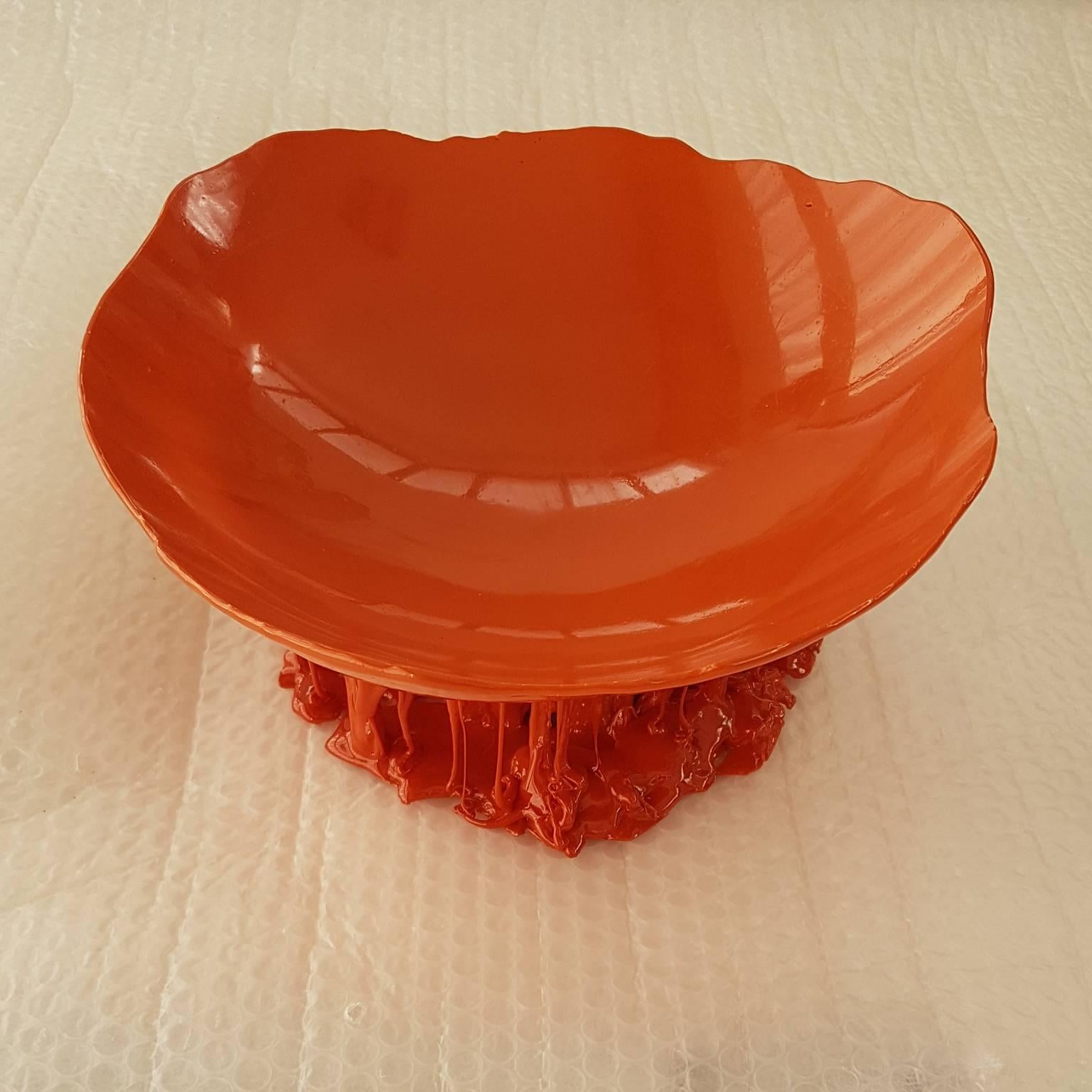 Other Gaetano Pesce Italian Contemporary Orange Unique Basket, Bowl in Poliurethane 