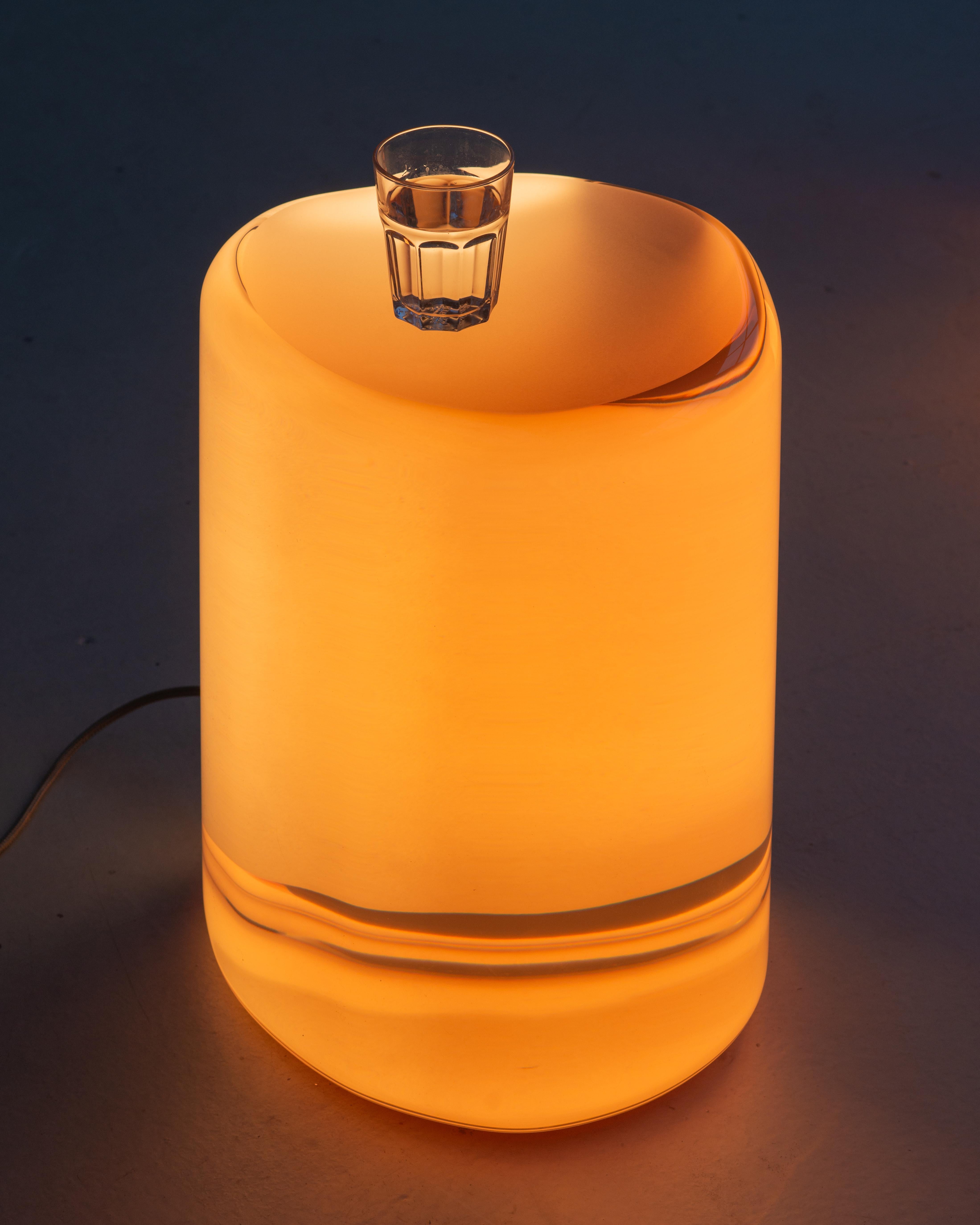 Contemporary Orange Pyrian Light and side table with Resin, Laurids ...