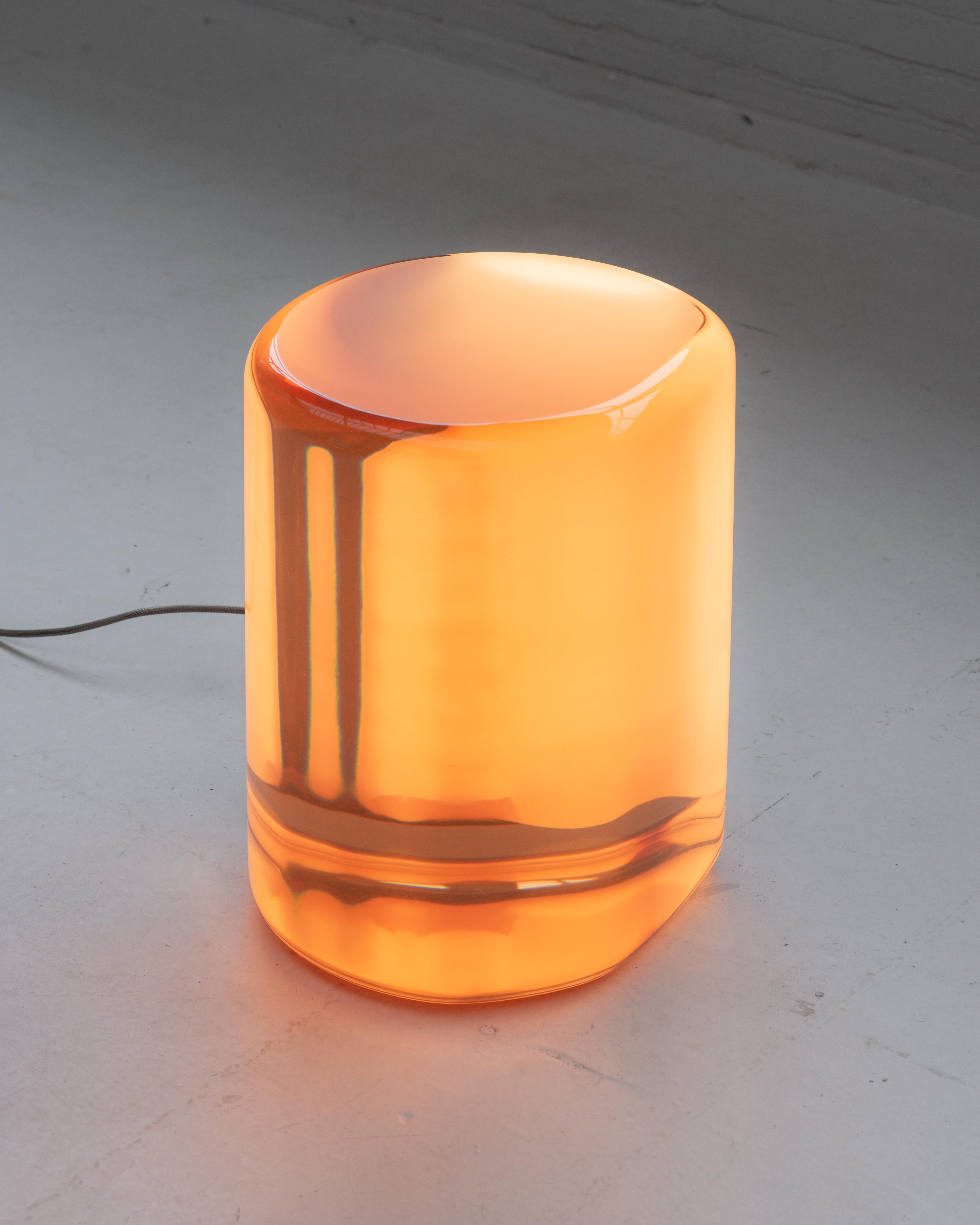 Contemporary Orange Pyrian Light and side table with Resin, Laurids ...