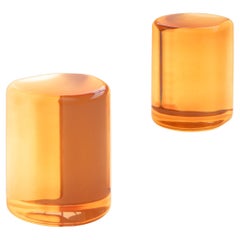 Contemporary Orange Pyrian Light and side table with Resin, Laurids Gallée