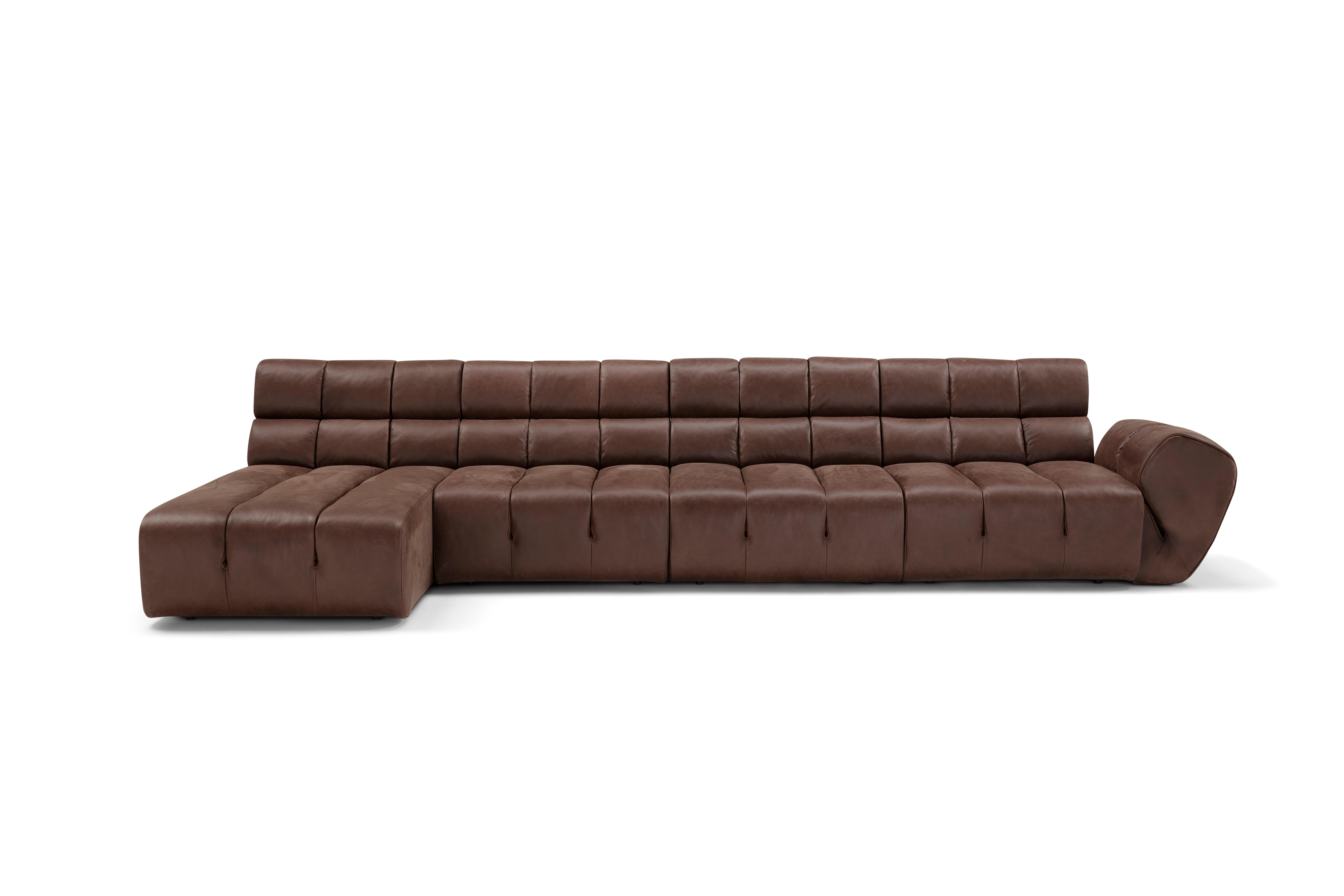 Zeitgenössisches orangefarbenes Sofa „Palmo“ von Amura Lab, Leder Nabuck 19 im Angebot 9