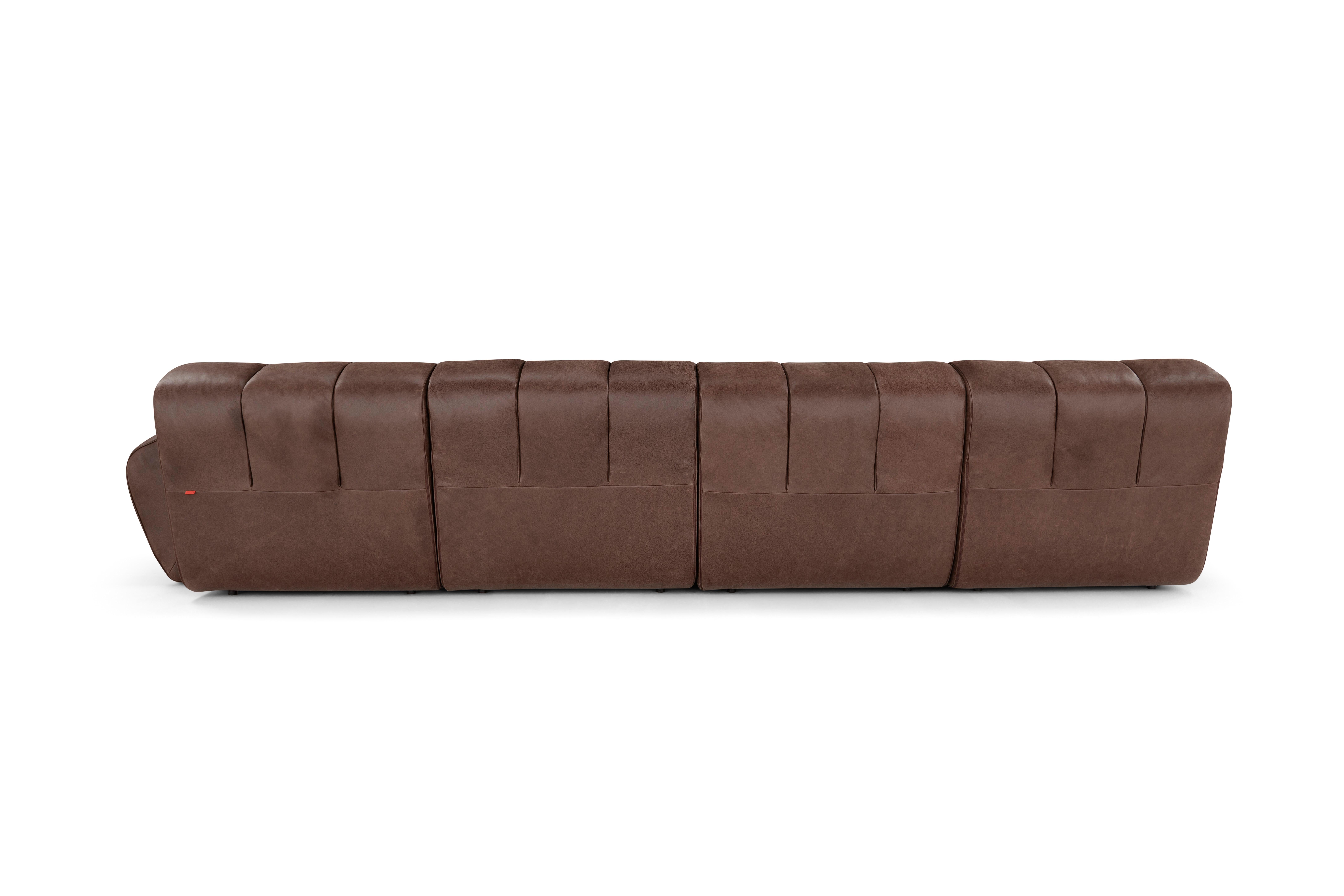 Contemporary Orange Sofa 'Palmo' by Amura Lab, Leather Old Velvet 2064 For Sale 11