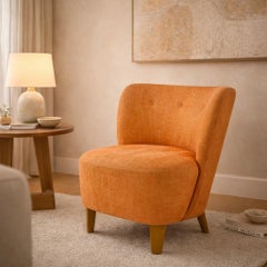 Contemporary Orange Tweed Lounge Chair by Decca Furniture LTD