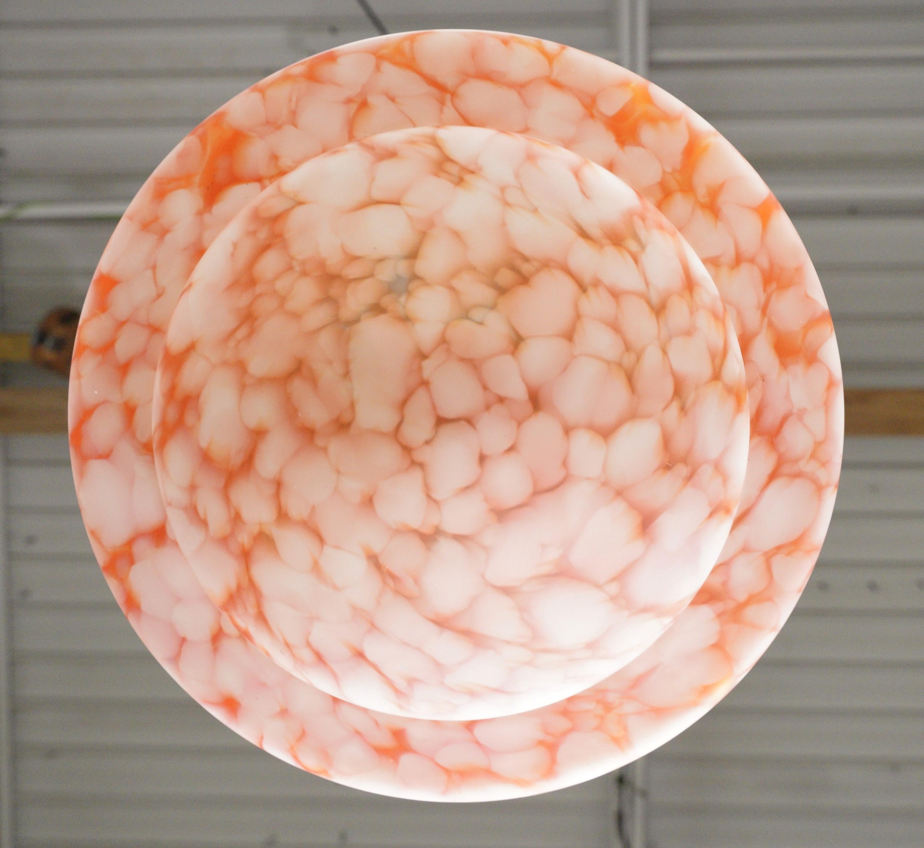 Orange & White Glass Dish Pendant Light 1