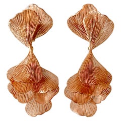 Contemporary Organic Form Pink Architectural Statement Earrings 