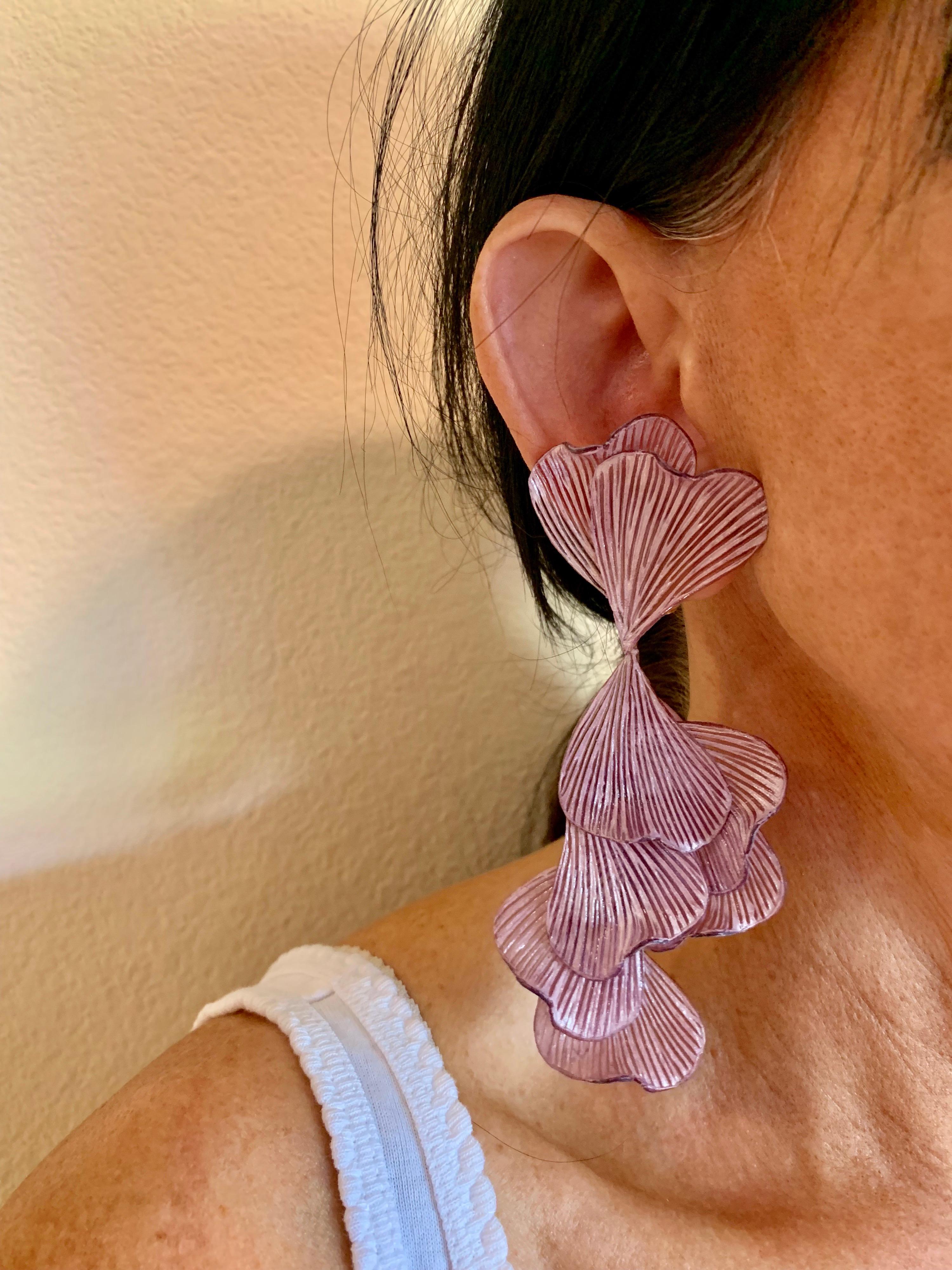 Contemporary Organic Lavender Architectural Statement Earrings  1