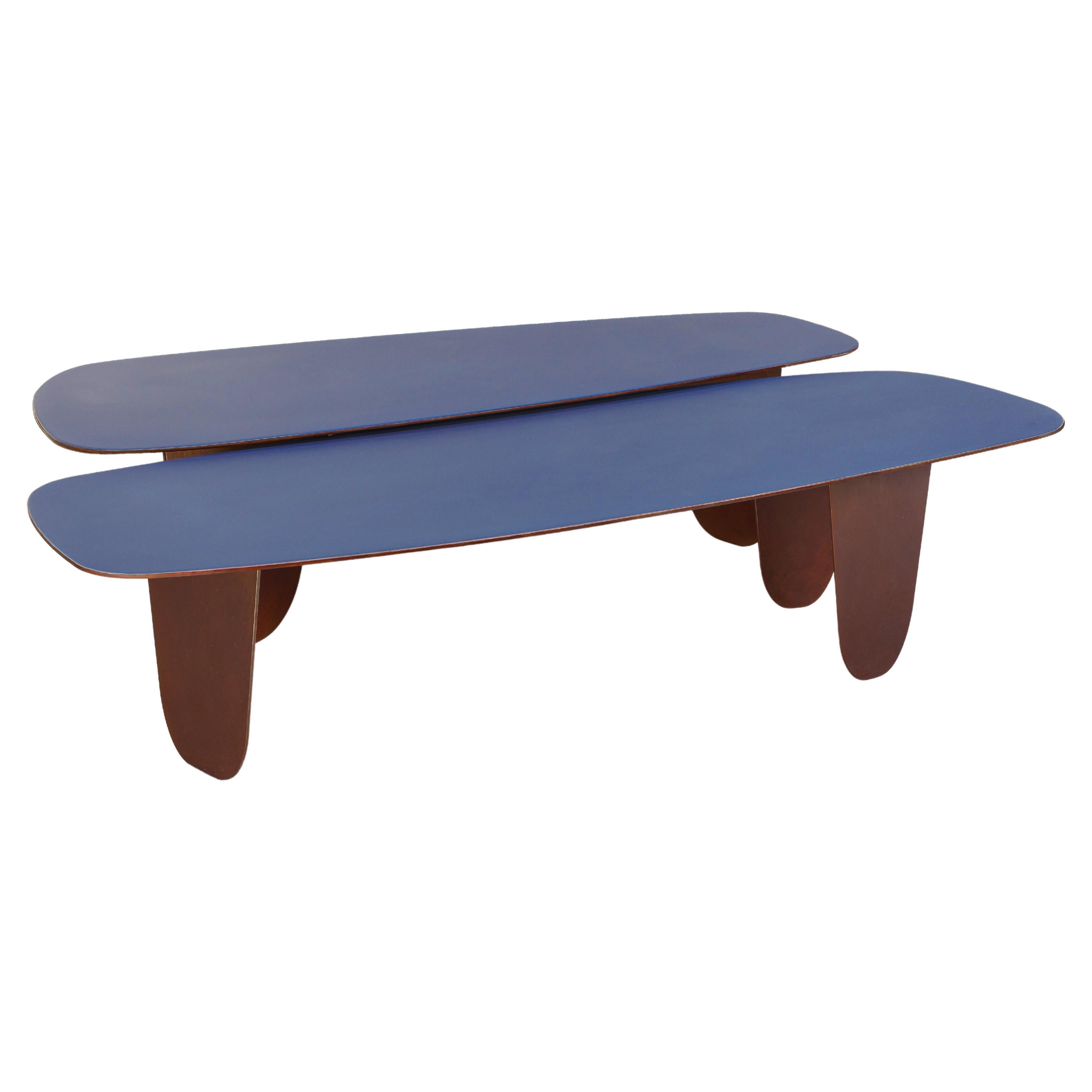 Zeitgenössische organische, minimalistische, niedrige Tische aus Stahl und Harz von Vivian Carbonell