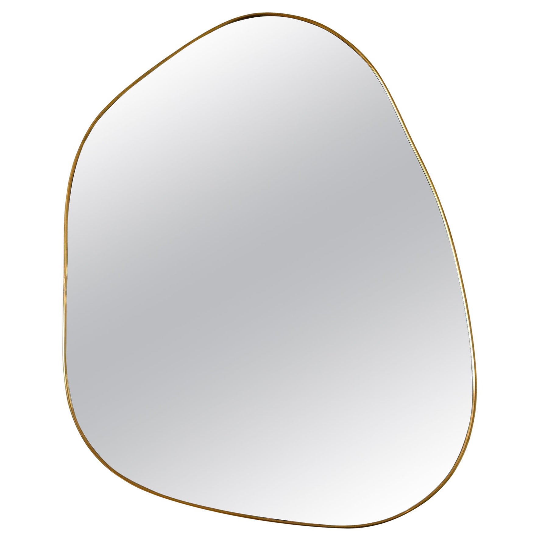 Contemporary Organic Mirror with Brass Frame, Italian Design For Sale