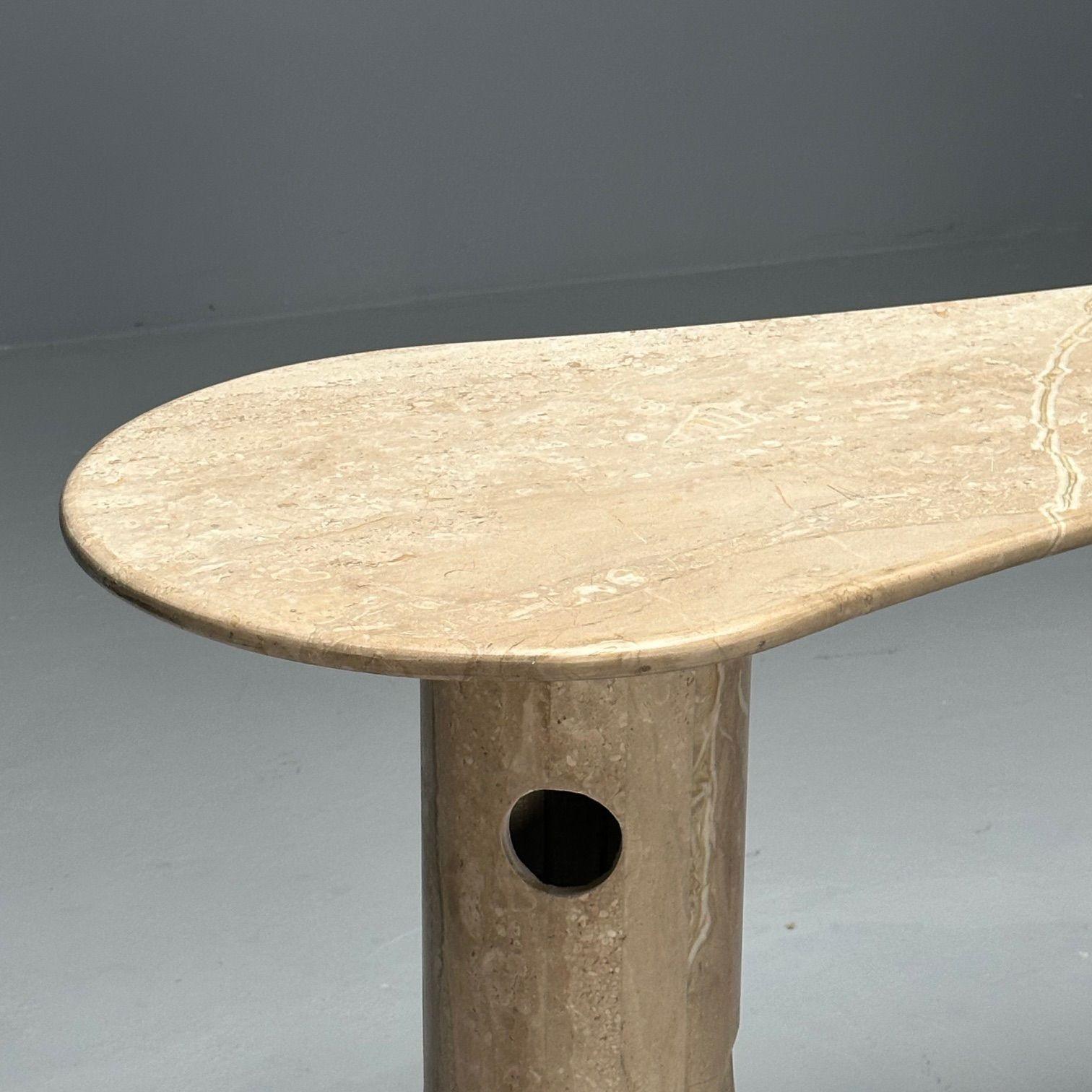 XXI secolo e contemporaneo Contemporaneo, Organico Moderno, Tavolo Consolle, Doppio Piedistallo, Marmo Beige in vendita