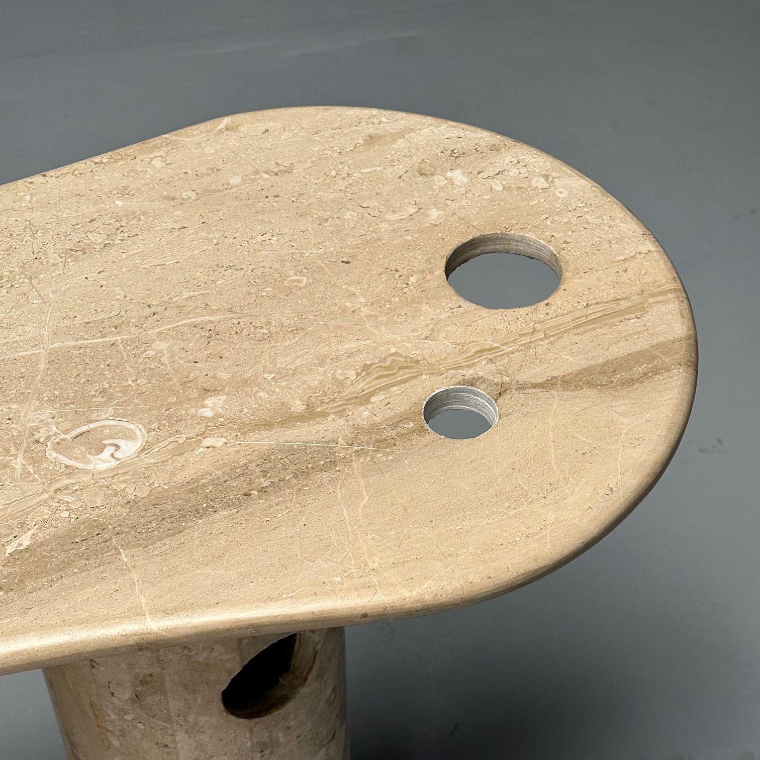 Contemporaneo, Organico Moderno, Tavolo Consolle, Doppio Piedistallo, Marmo Beige in vendita 2