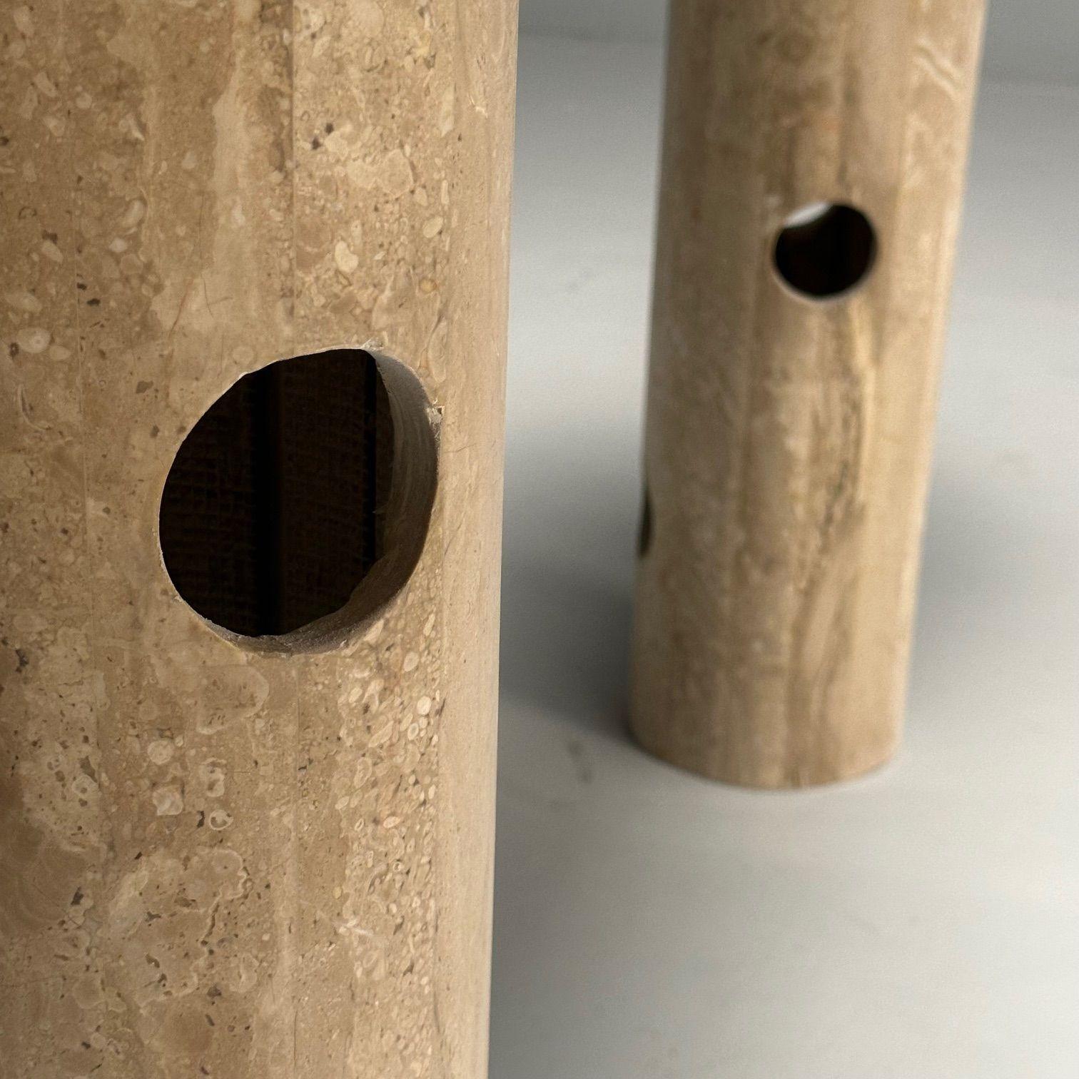 Contemporaneo, Organico Moderno, Tavolo Consolle, Doppio Piedistallo, Marmo Beige in vendita 3
