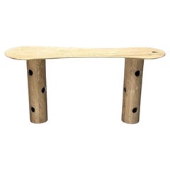 Contemporary, Organic Modern, Konsolentisch, Double Pedestal, Beige Marmor