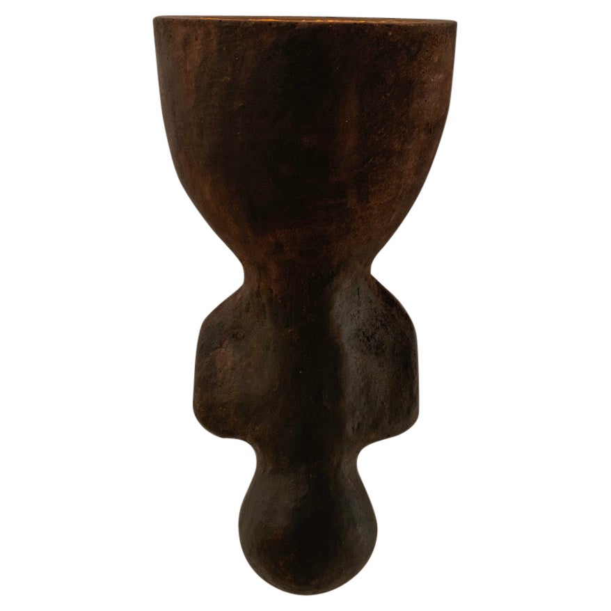 Contemporary Organic Modern Moroccan Handmade Brown Ceramic Wall Lamp