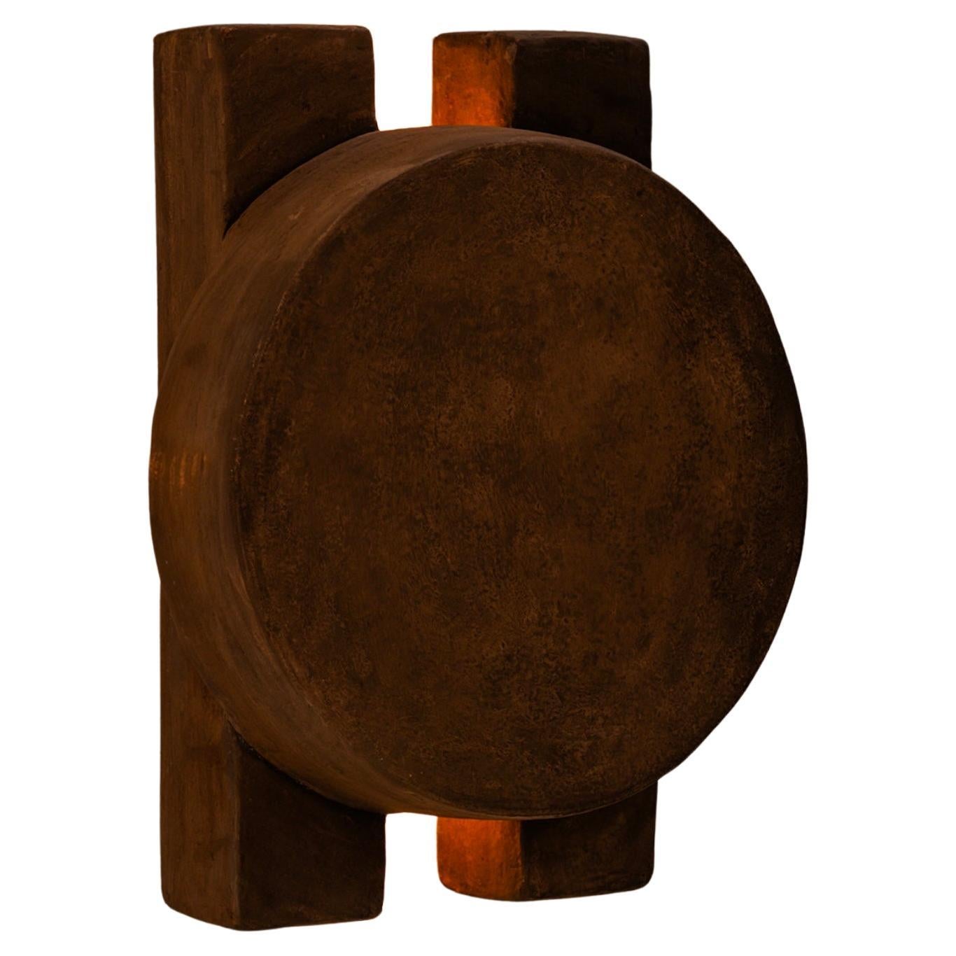 Contemporary Organic Modern Moroccan Handmade Brown Ceramic Wall Lamp