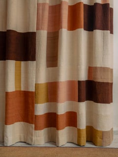 Contemporary Organic Modern Moroccan Handmade Patchwork Wool Curtains
