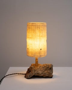 Contemporary Organic Modern Moroccan Handmade Stone Wool Reed Table Lamp