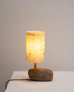 Contemporary Organic Modern Moroccan Handmade Stone Wool Reed Table Lamp