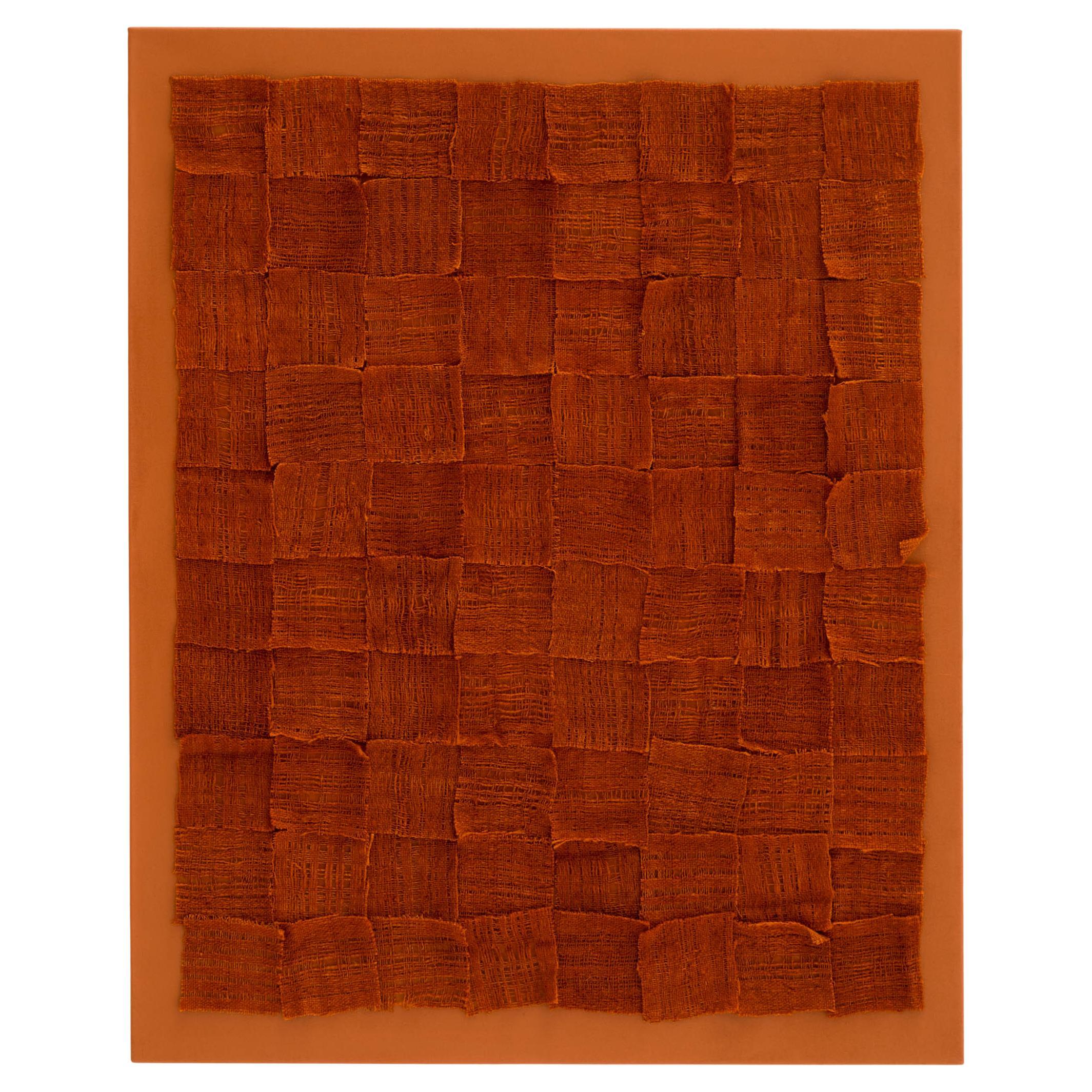 Contemporary Organic Modern Moroccan Handspun Wool Orange Decorative Art