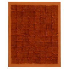 Contemporary Organic Modern Moroccan Handspun Wool Orange Decorative Art