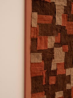 Contemporary Organic Modern Moroccan Handspun Wool patchwork Decorative Art