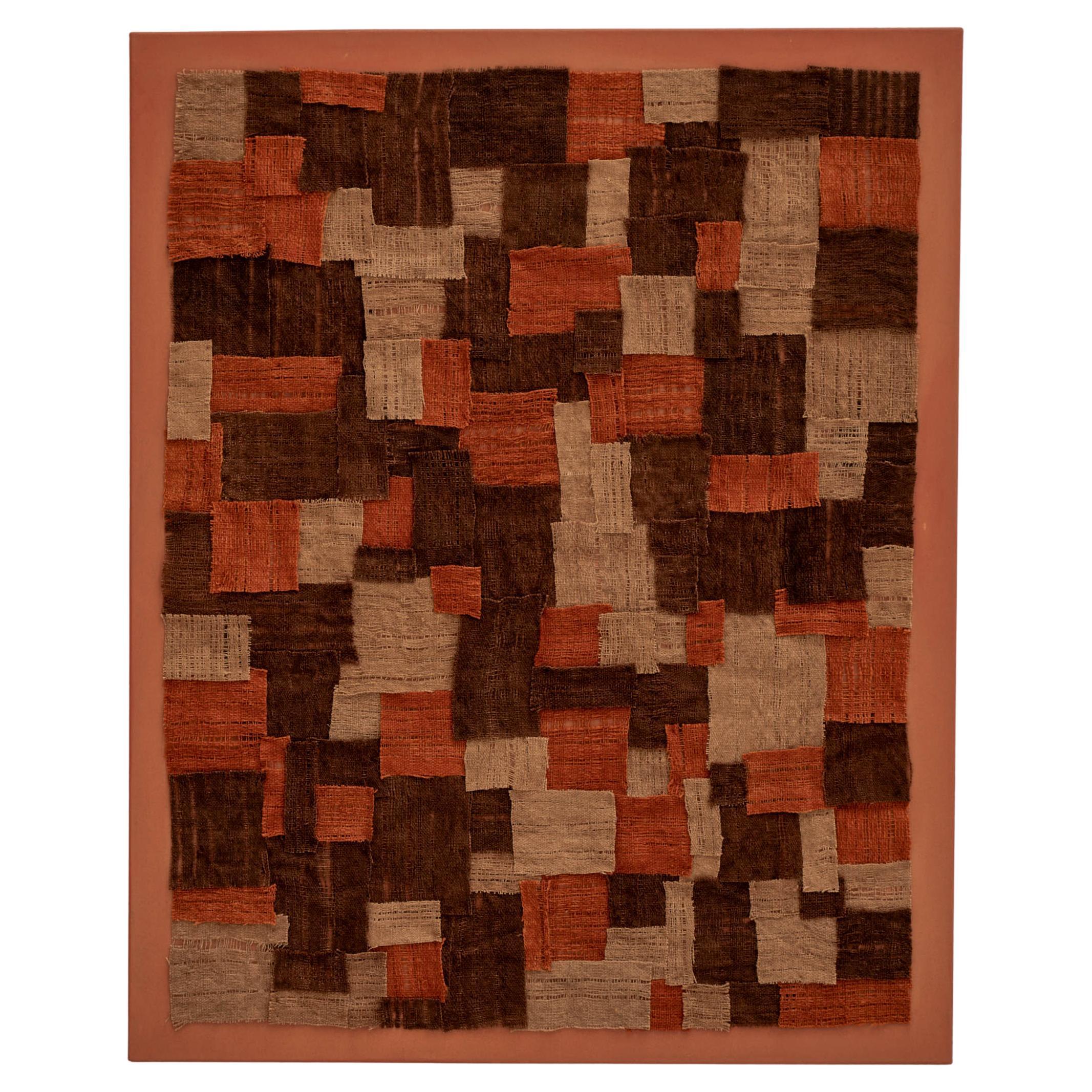 Art Decoratif Contemporain Organique Moderne Marocain patchwork de laine filée à la main