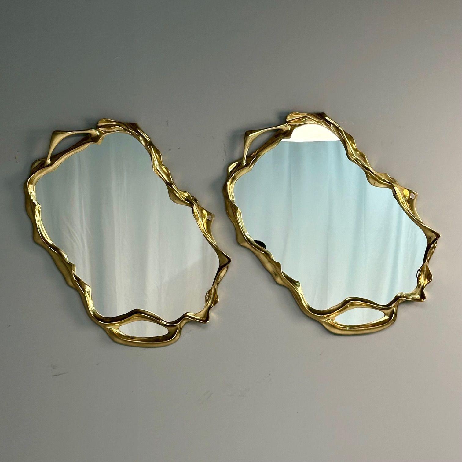 italien Contemporary, Organic Modern, Surrealist Bronze Wall Mirrors, Free Form en vente