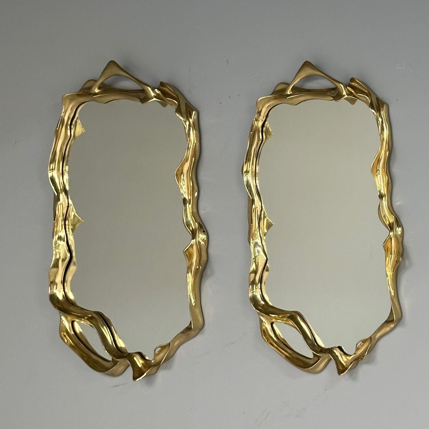 Contemporary, Organic Modern, Surrealist Bronze Wall Mirrors, Free Form Bon état - En vente à Manhasset, NY