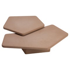 Contemporary Organic Natural Plaster Coffee Table Set by Isabelle Beaumont