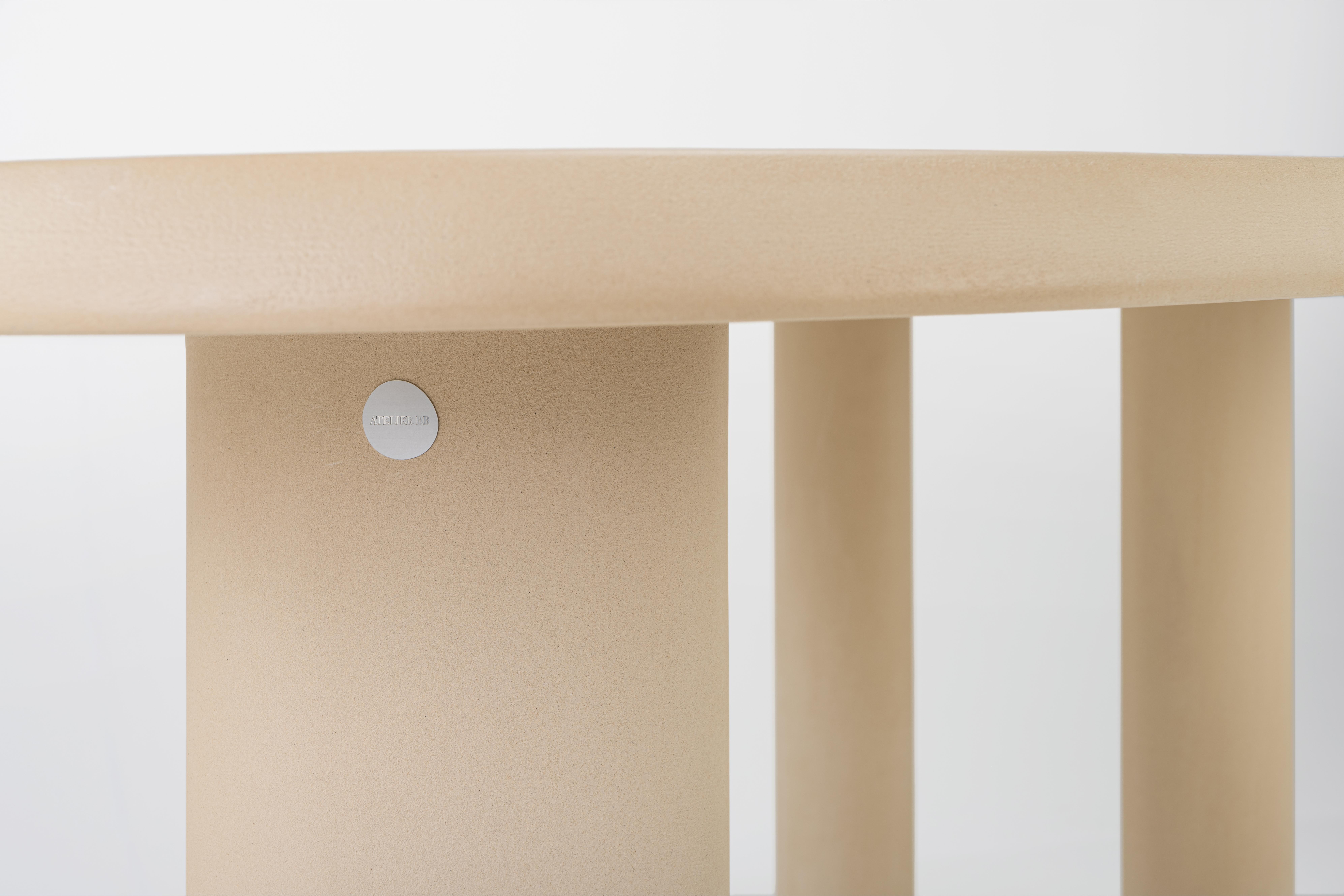 Escritorio Contemporáneo Orgánico de Yeso Natural 215cm by Atelier BB Acero inoxidable en venta