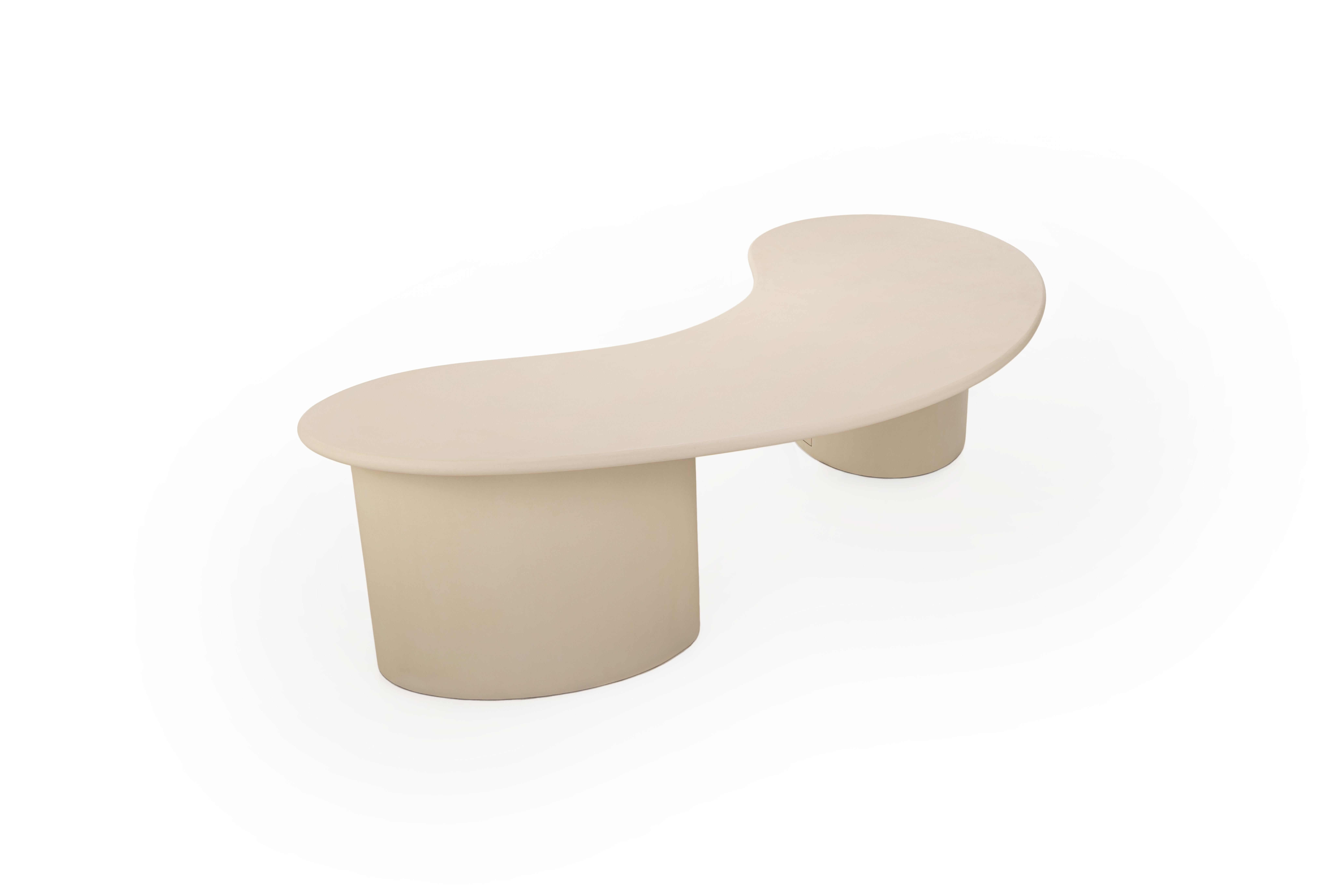 Acier inoxydable Bureau contemporain en plâtre naturel organique 285cm par Isabelle Beaumont en vente