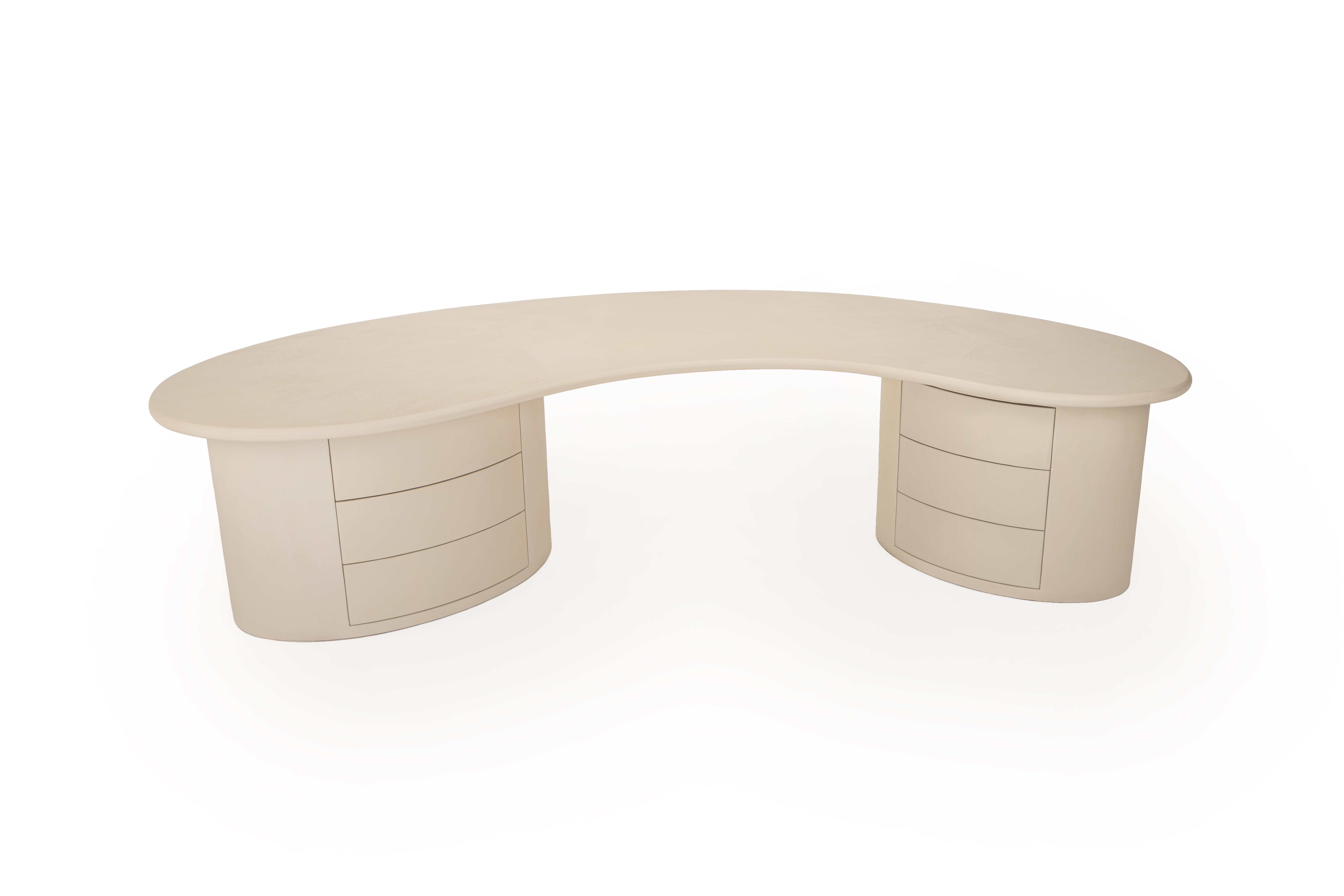 Belgian Contemporary Organic Natural Plaster Desk 250cm by Isabelle Beaumont For Sale