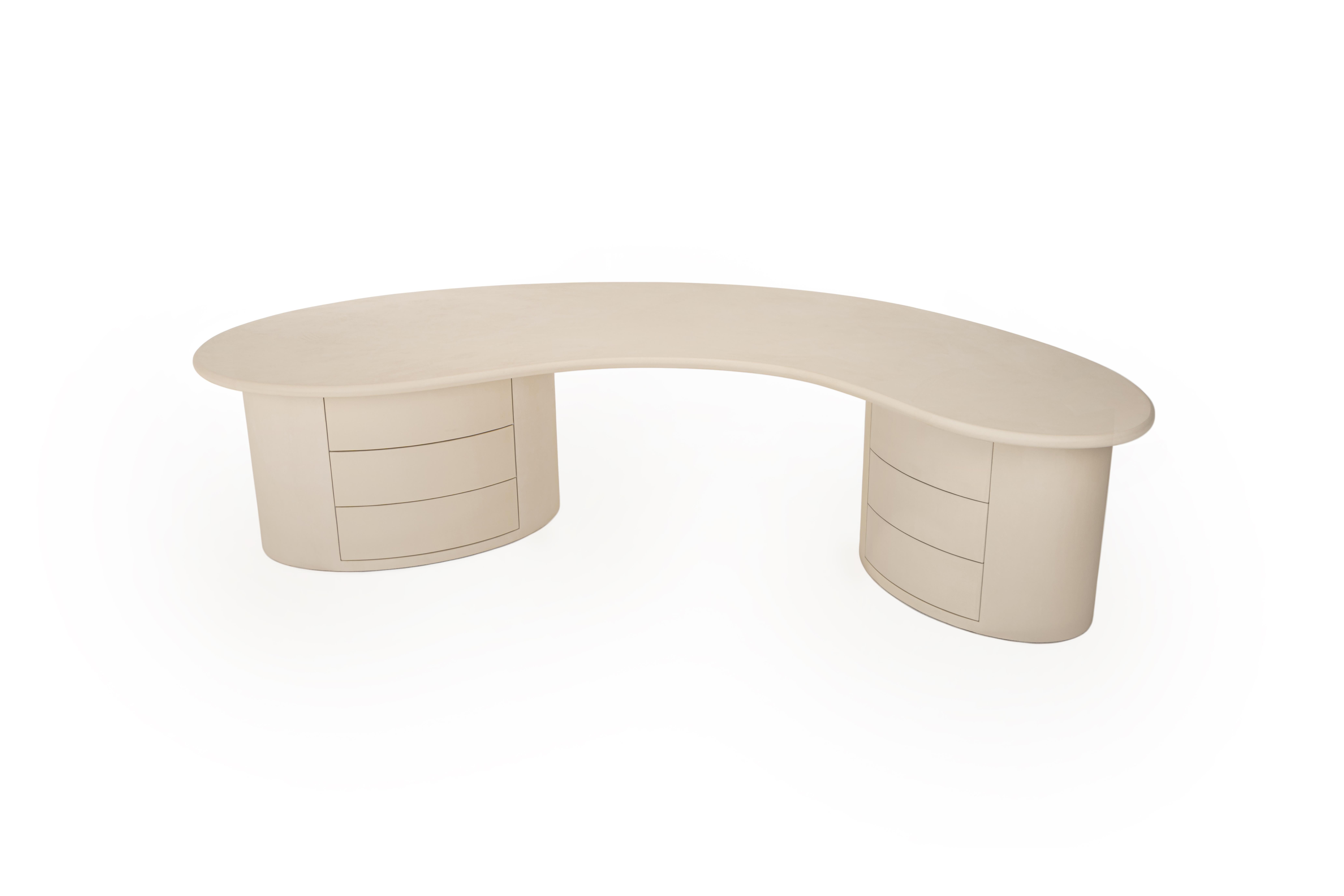 Hand-Crafted Contemporary Organic Natural Plaster Desk 250cm by Isabelle Beaumont For Sale