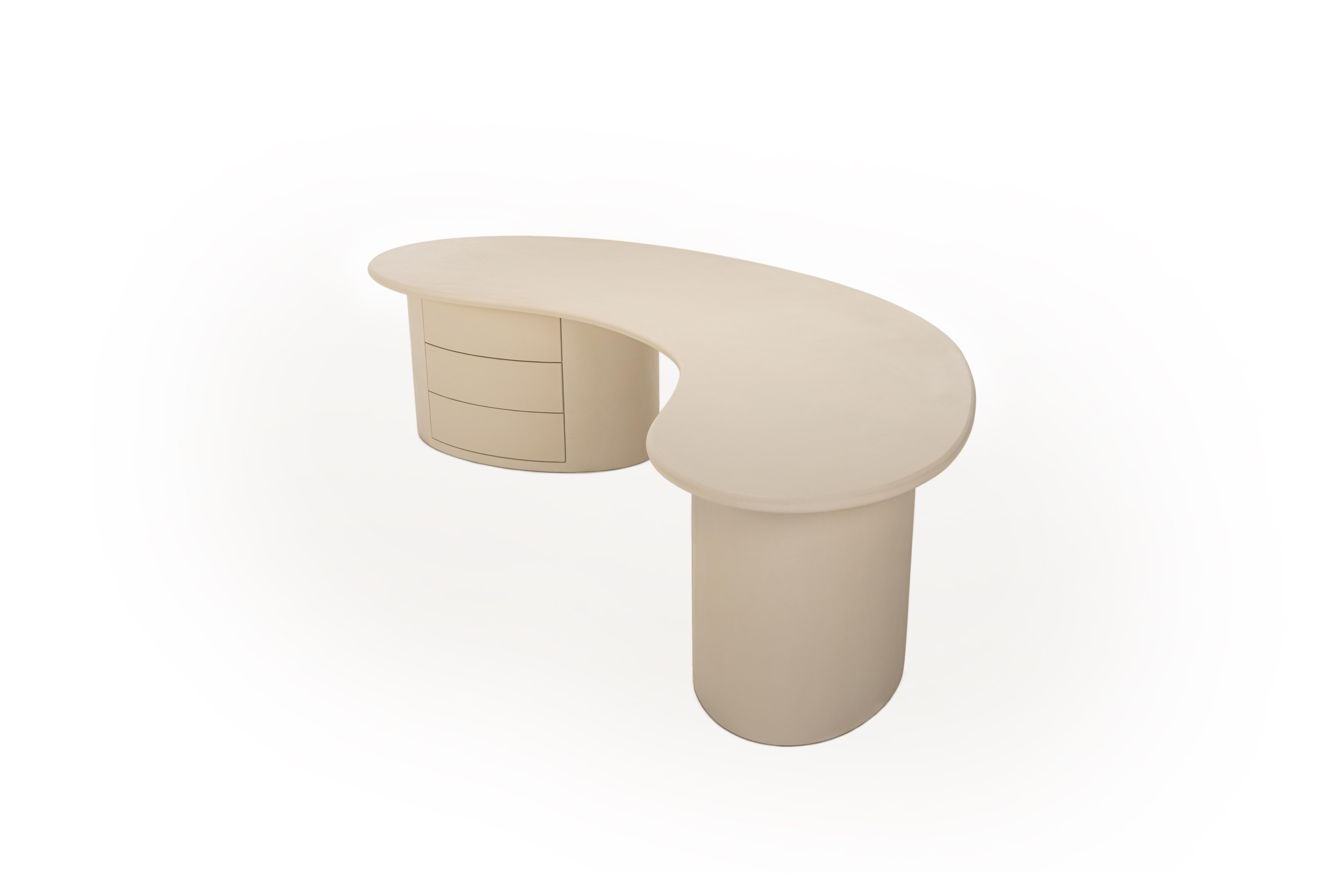 Stainless Steel Contemporary Organic Natural Plaster Desk 250cm by Isabelle Beaumont For Sale