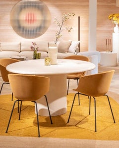 Customizable Handmade Plaster Textured Dining Table, Organic Round, S170