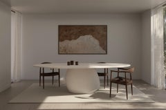 Handcrafted w/ Plaster - Textured Dining Table - Organic Oval w/ Rock Shape 300