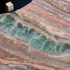 Contemporary Organic Shape Onyx Coffee Table, Steel and Brass Base, Italy, 2019