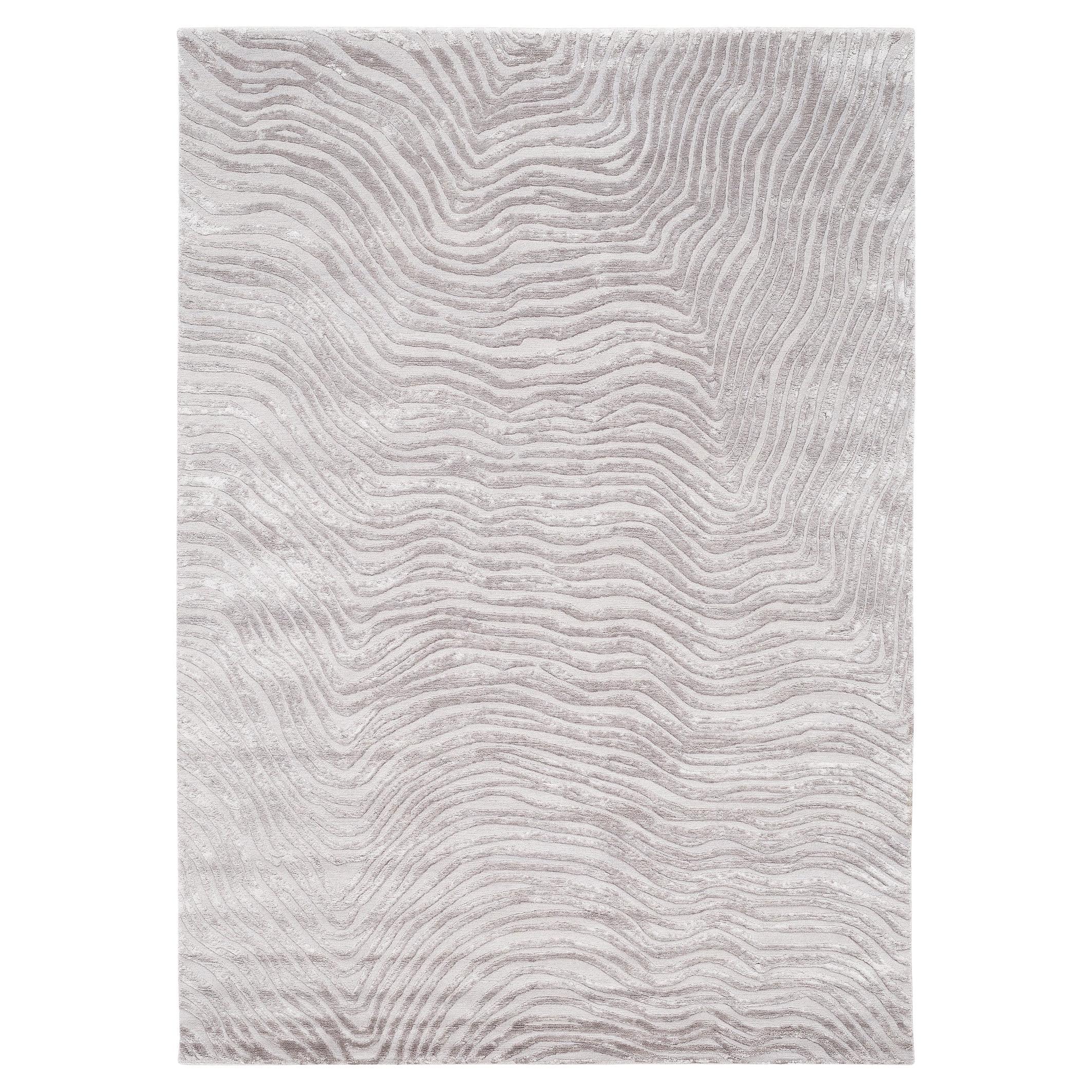 Contemporary Organic Silver Grey Textured Area Rug Trintinara by Joseph Carini