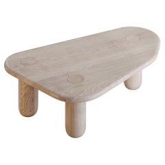 Contemporary Organic Solid Oak Coffee Table in Whitewashed Finish