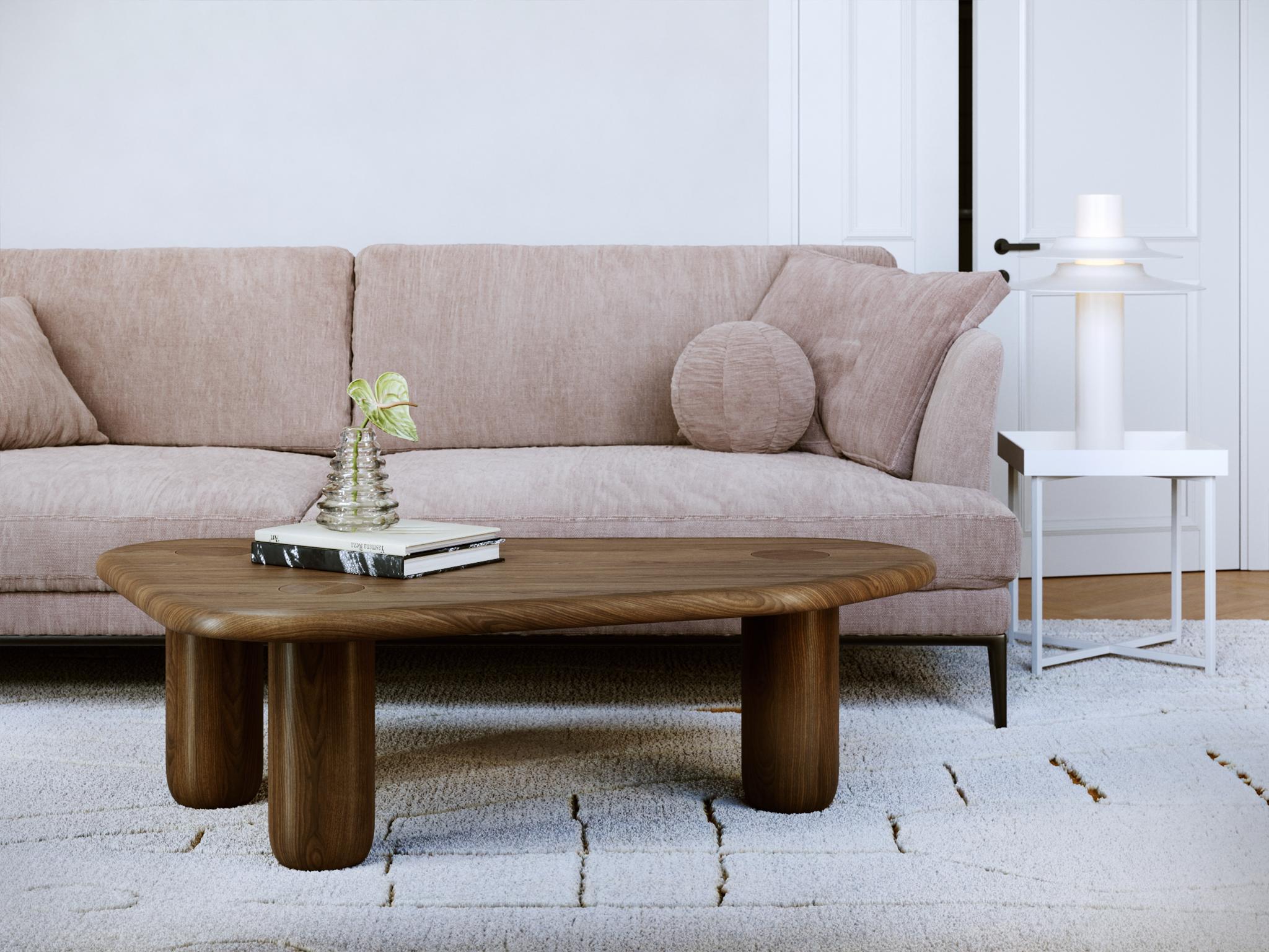 Organic Modern Contemporary Organic Solid Walnut Coffee Table For Sale
