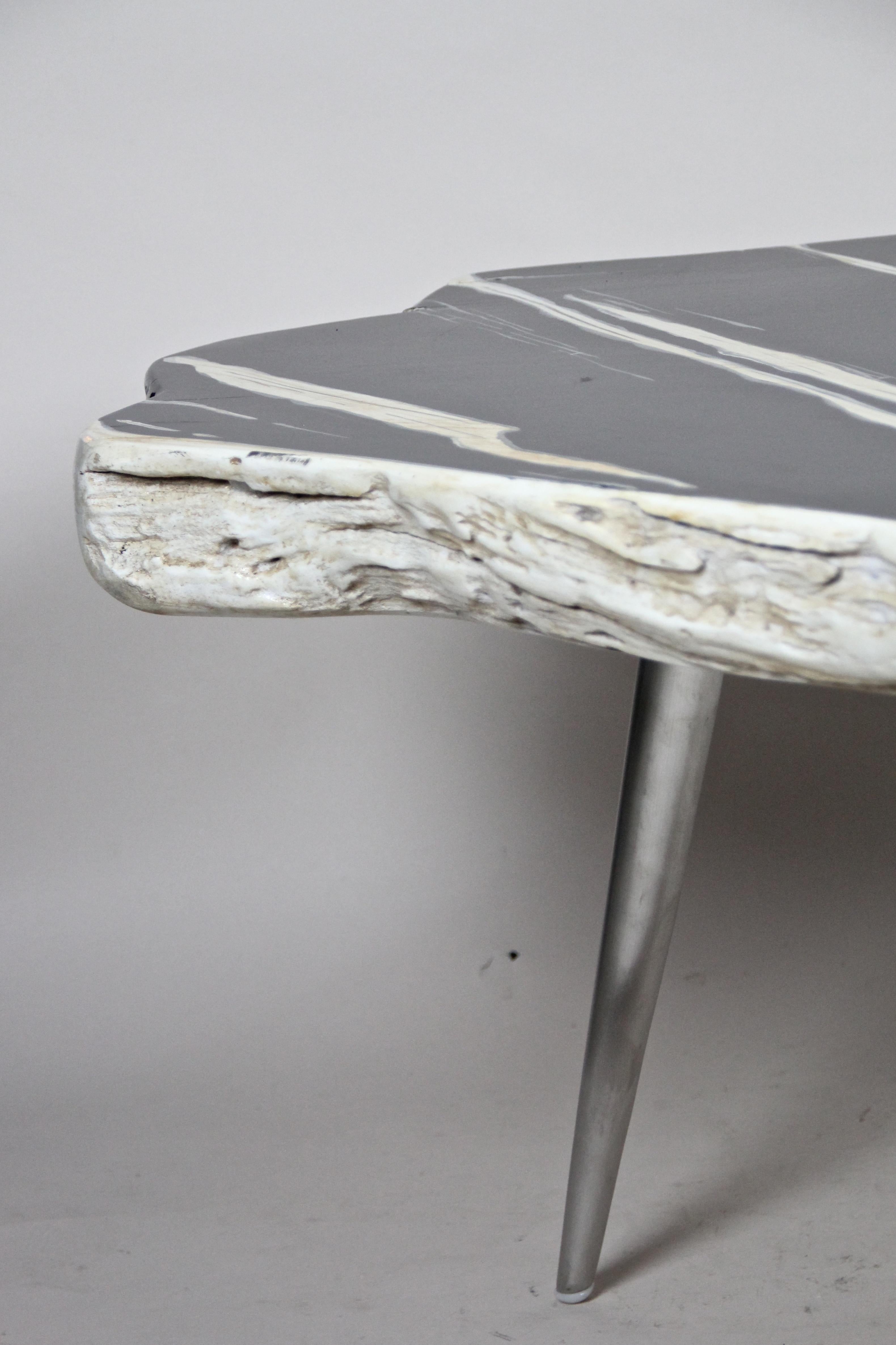Glazed Contemporary Organic Teak Wood Table 