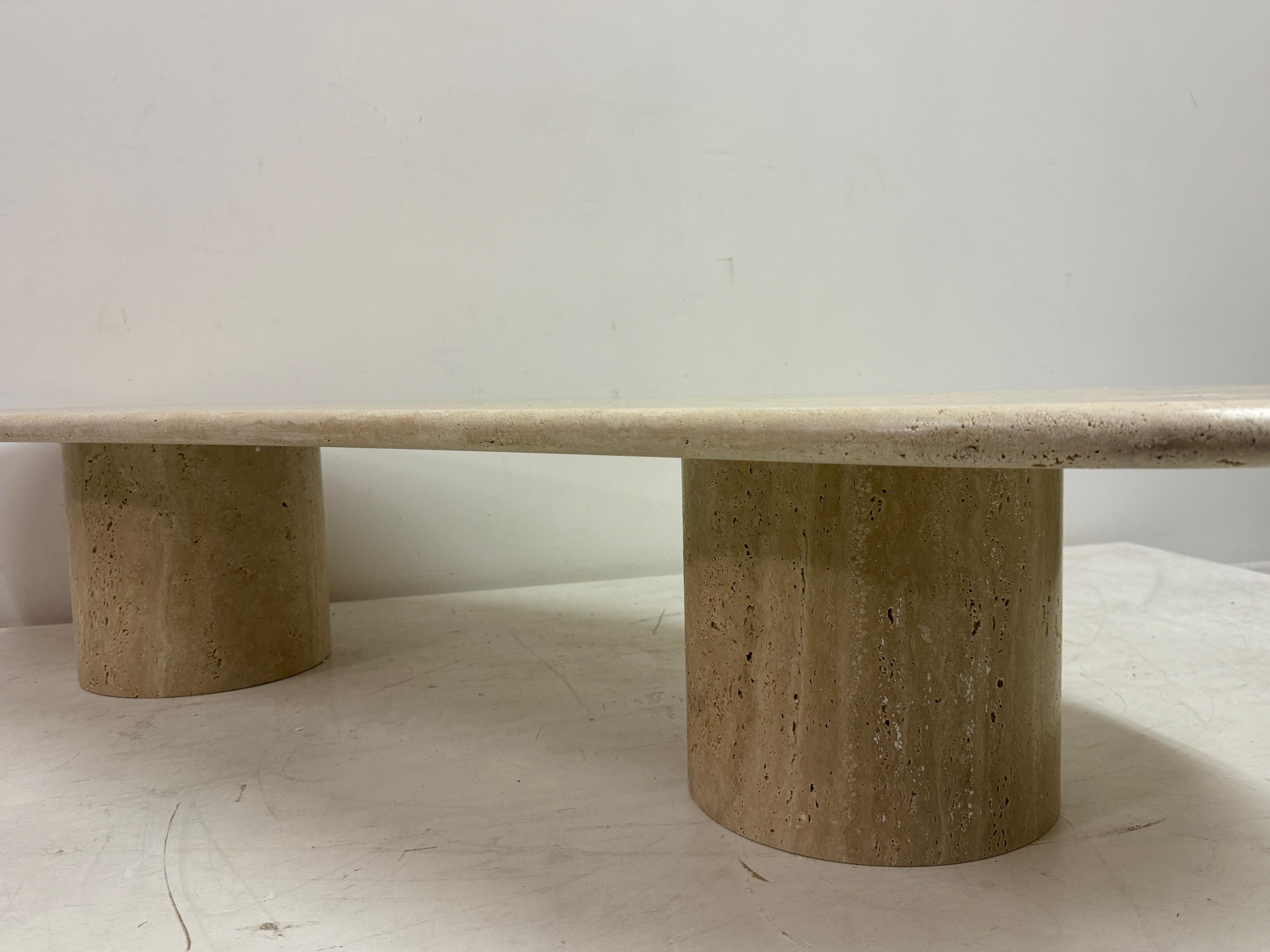 Contemporary Organically Shaped Italian Travertine Coffee Table For Sale 10