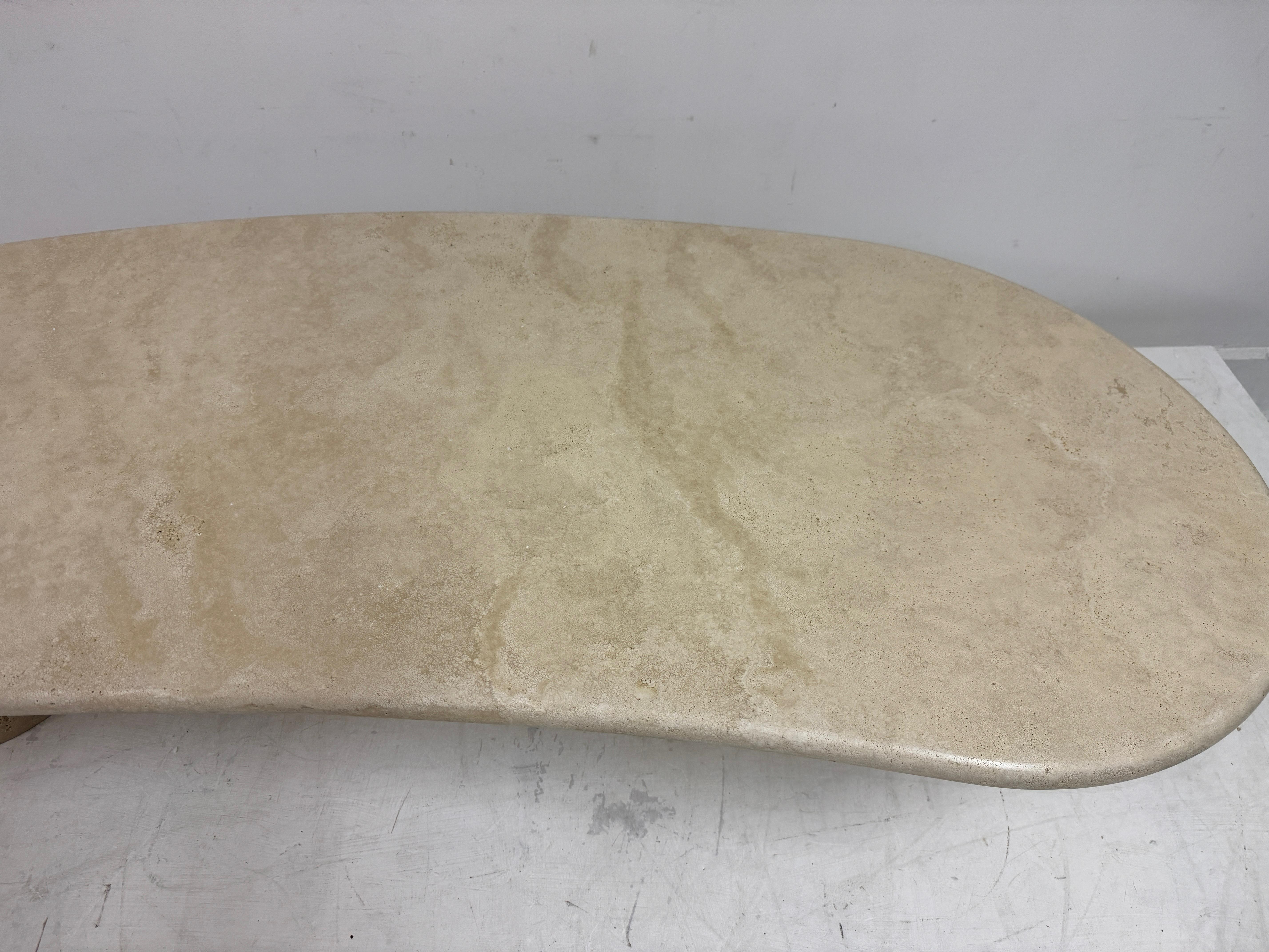 Contemporary Organically Shaped Italian Travertine Coffee Table In New Condition For Sale In London, London