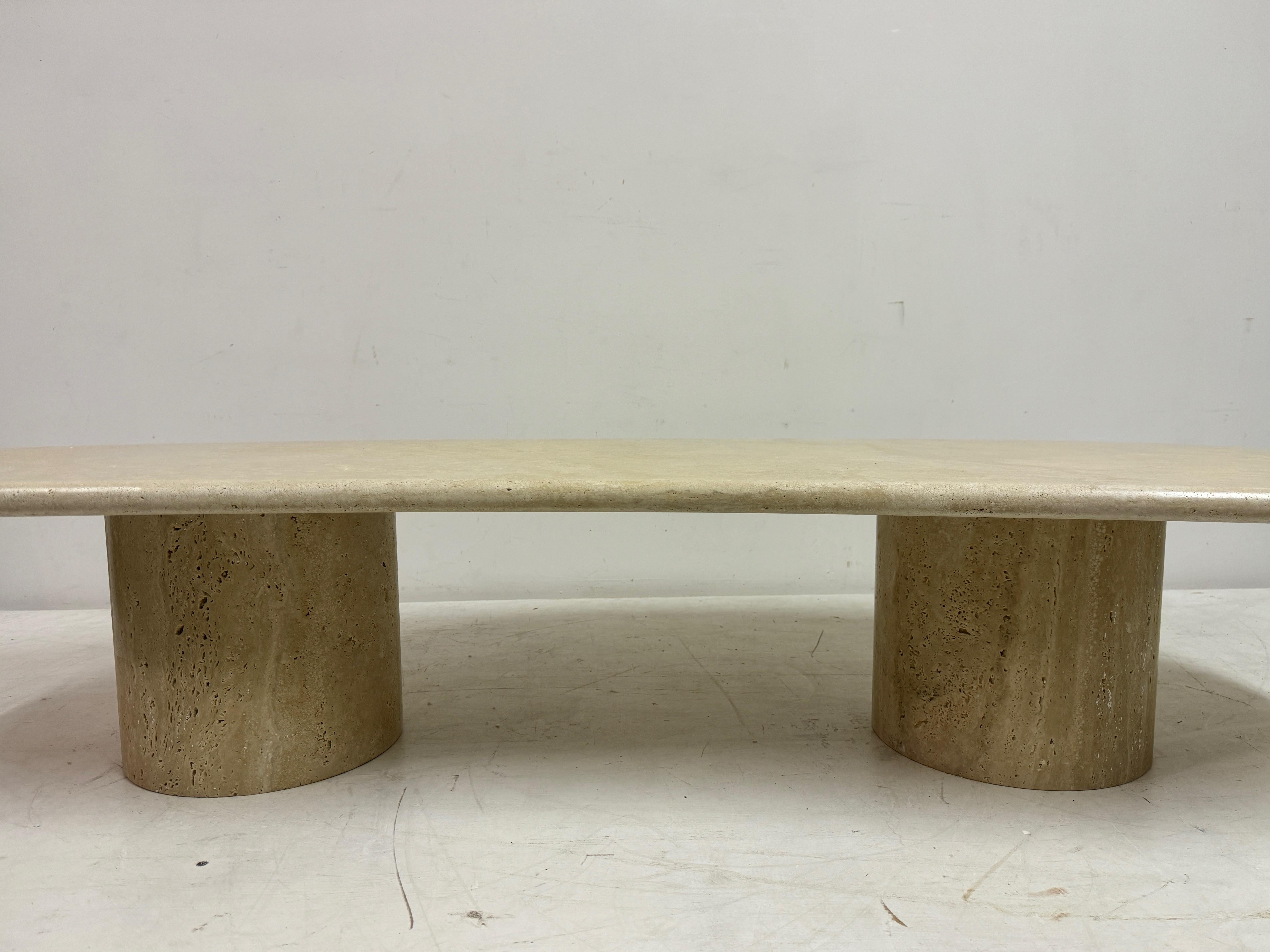 Contemporary Organically Shaped Italian Travertine Coffee Table For Sale 3