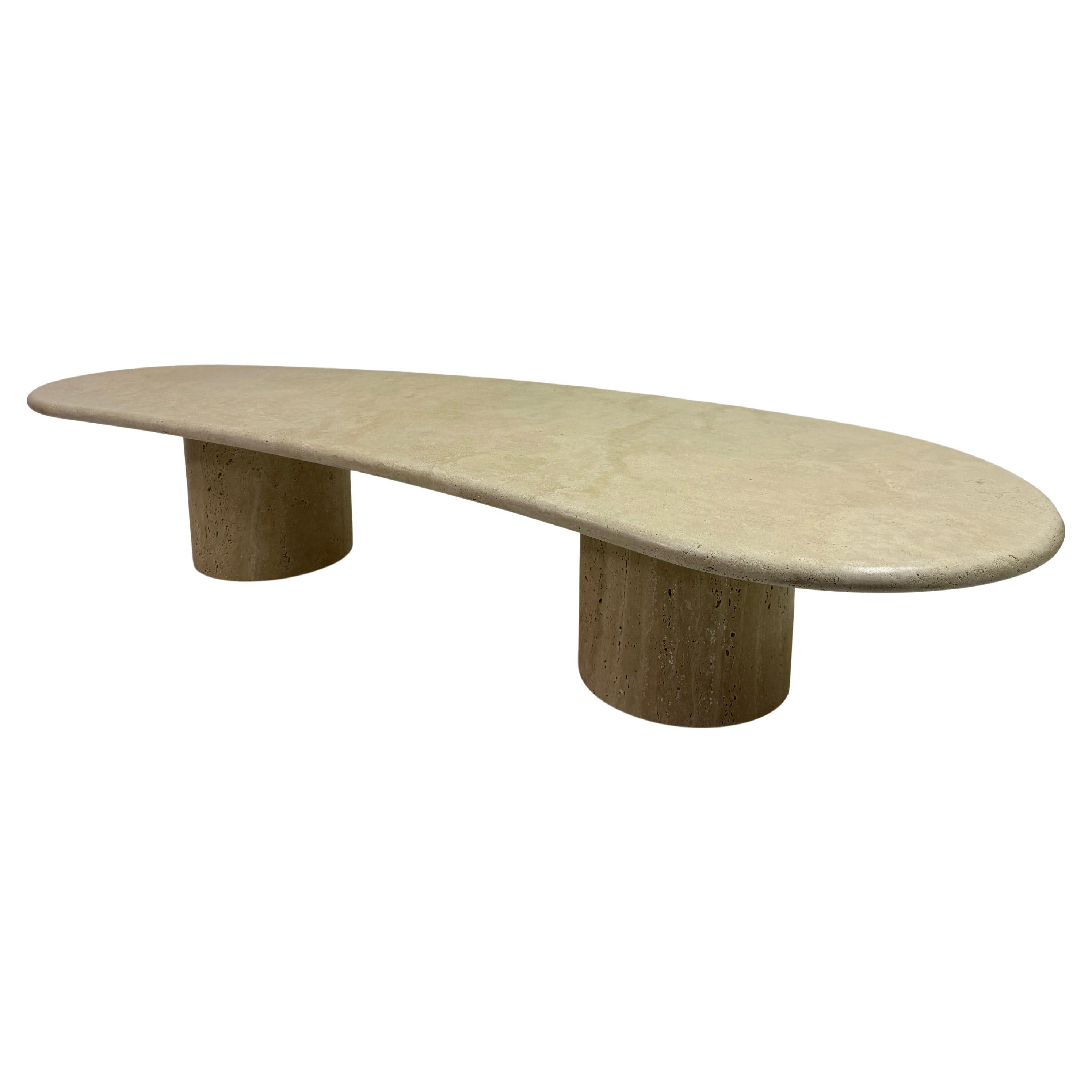 Contemporary Organically Shaped Italian Travertine Coffee Table For Sale