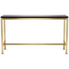 Contemporary Orichal Console Table in Oak or Walnut with Solid Brass Frame