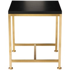 Contemporary Orichal Lamp Table in Oak or Walnut with Solid Brass Frame